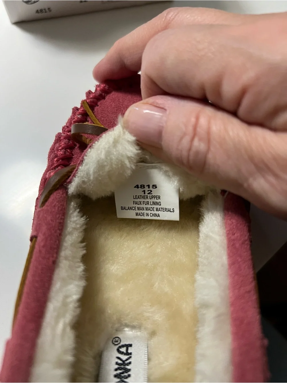 Minnetonka Pink Suede Fleece-Lined Moccasin Slippers